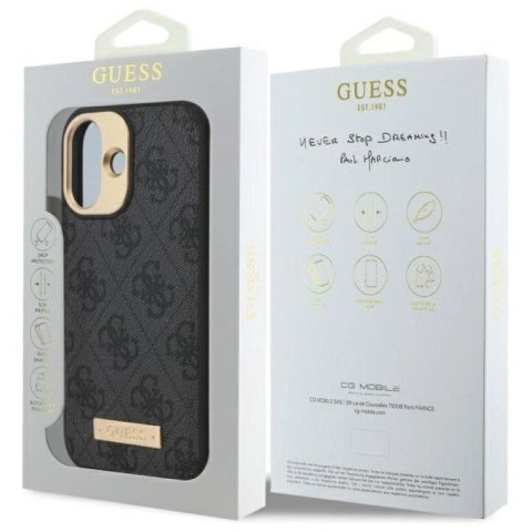 Etui Guess 4G Logo Plate MagSafe na iPhone 16 - czarne Guess