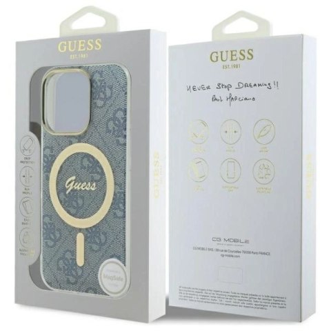 Etui Guess IML 4G MagSafe na iPhone 16 Pro Max - niebieskie Guess