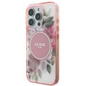 Etui Guess IML Flower & Tonal Circle MagSafe na iPhone 16 Pro Max - różowe Guess