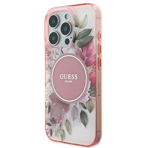 Etui Guess IML Flower & Tonal Circle MagSafe na iPhone 16 Pro Max - różowe Guess