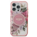 Etui Guess IML Flower & Tonal Circle MagSafe na iPhone 16 Pro Max - różowe Guess