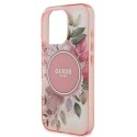 Etui Guess IML Flower & Tonal Circle MagSafe na iPhone 16 Pro Max - różowe Guess