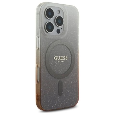 Etui Guess IML Glitter Gradient MagSafe na iPhone 16 Pro Max - brązowe Guess
