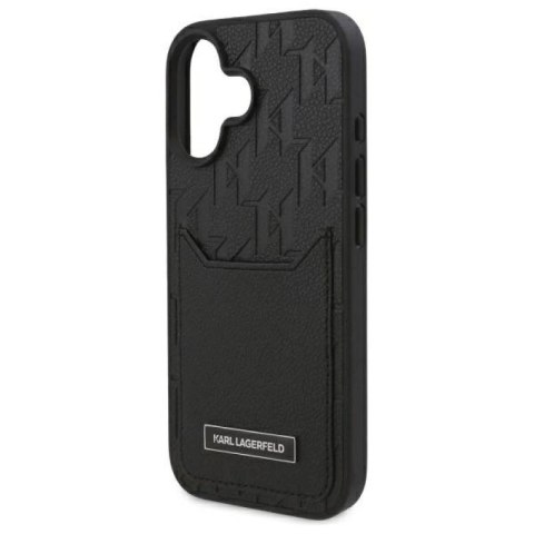 Etui Karl Lagerfeld Cardslots Monogram na iPhone 16 - czarne Karl Lagerfeld