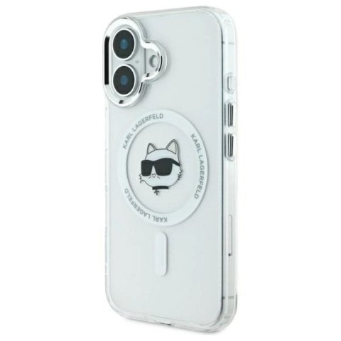 Etui Karl Lagerfeld IML Metal Choupette Head MagSafe na iPhone 16 Plus - białye Karl Lagerfeld