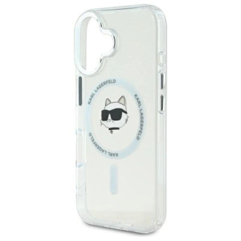 Etui Karl Lagerfeld IML Metal Choupette Head MagSafe na iPhone 16 Plus - białye Karl Lagerfeld