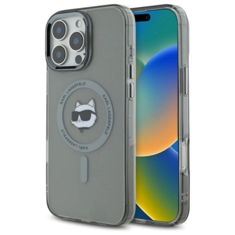 Etui Karl Lagerfeld IML Metal Choupette Head MagSafe na iPhone 16 Pro Max - czarne Karl Lagerfeld