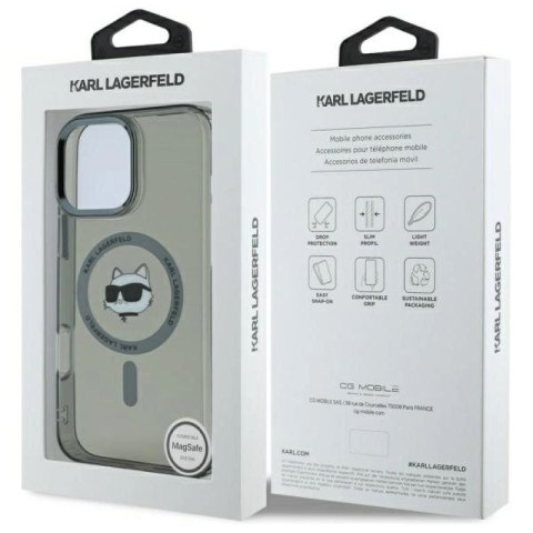 Etui Karl Lagerfeld IML Metal Choupette Head MagSafe na iPhone 16 Pro Max - czarne Karl Lagerfeld