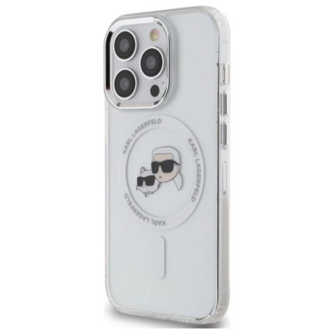 Etui Karl Lagerfeld IML Metal Karl & Choupette Head MagSafe na iPhone 14 Pro Max - białe Karl Lagerfeld