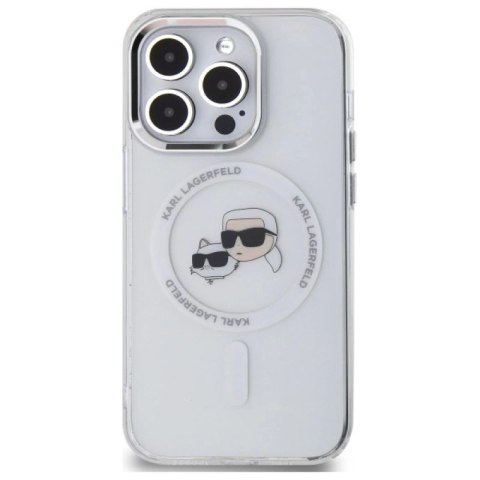 Etui Karl Lagerfeld IML Metal Karl & Choupette Head MagSafe na iPhone 14 Pro Max - białe Karl Lagerfeld