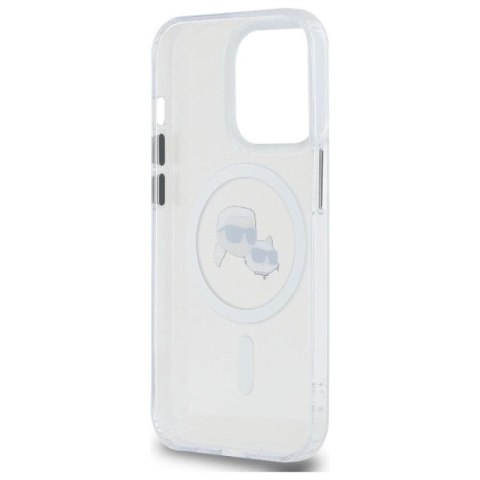Etui Karl Lagerfeld IML Metal Karl & Choupette Head MagSafe na iPhone 14 Pro Max - białe Karl Lagerfeld