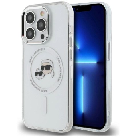 Etui Karl Lagerfeld IML Metal Karl & Choupette Head MagSafe na iPhone 14 Pro - białe Karl Lagerfeld