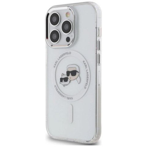 Etui Karl Lagerfeld IML Metal Karl & Choupette Head MagSafe na iPhone 14 Pro - białe Karl Lagerfeld