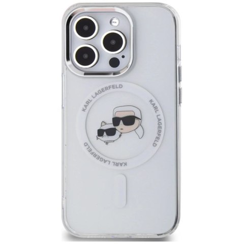 Etui Karl Lagerfeld IML Metal Karl & Choupette Head MagSafe na iPhone 14 Pro - białe Karl Lagerfeld