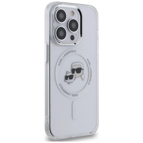 Etui Karl Lagerfeld IML Metal Karl & Choupette Head MagSafe na iPhone 14 Pro - białe Karl Lagerfeld