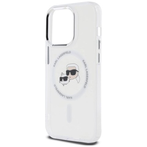Etui Karl Lagerfeld IML Metal Karl & Choupette Head MagSafe na iPhone 14 Pro - białe Karl Lagerfeld