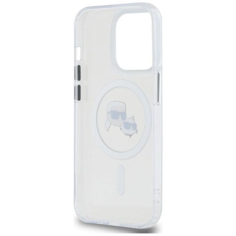 Etui Karl Lagerfeld IML Metal Karl & Choupette Head MagSafe na iPhone 14 Pro - białe Karl Lagerfeld