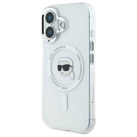 Etui Karl Lagerfeld IML Metal Karl Head MagSafe na iPhone 16 Plus - białe Karl Lagerfeld