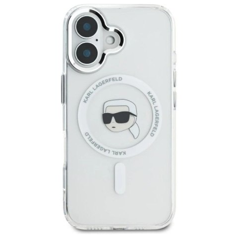 Etui Karl Lagerfeld IML Metal Karl Head MagSafe na iPhone 16 Plus - białe Karl Lagerfeld