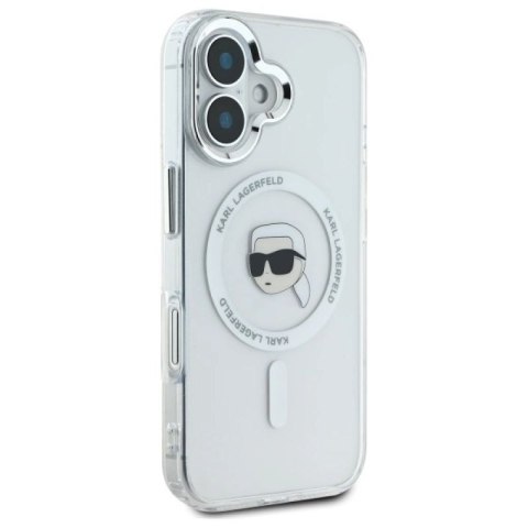 Etui Karl Lagerfeld IML Metal Karl Head MagSafe na iPhone 16 Plus - białe Karl Lagerfeld