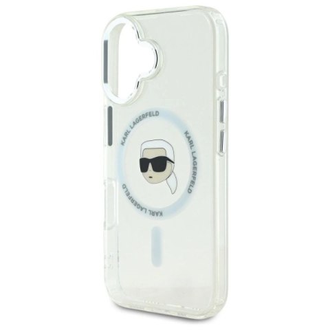 Etui Karl Lagerfeld IML Metal Karl Head MagSafe na iPhone 16 Plus - białe Karl Lagerfeld