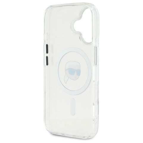 Etui Karl Lagerfeld IML Metal Karl Head MagSafe na iPhone 16 Plus - białe Karl Lagerfeld