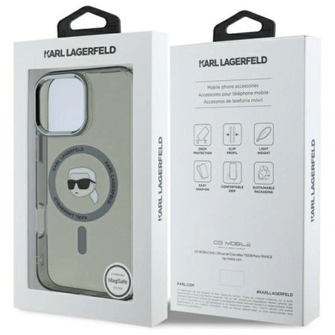 Etui Karl Lagerfeld IML Metal Karl Head MagSafe na iPhone 16 Pro Max - czarne Karl Lagerfeld
