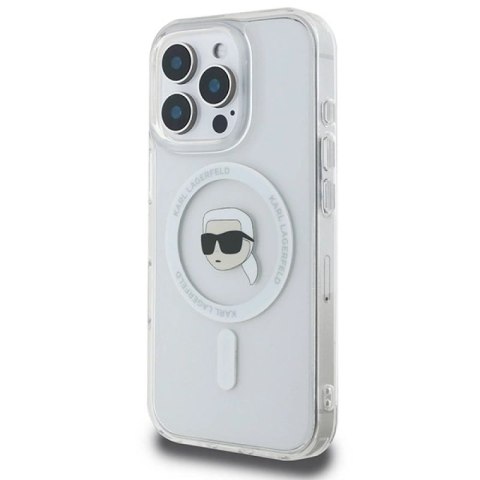Etui Karl Lagerfeld IML Metal Karl Head MagSafe na iPhone 16 Pro - białe Karl Lagerfeld