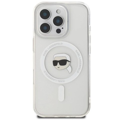 Etui Karl Lagerfeld IML Metal Karl Head MagSafe na iPhone 16 Pro - białe Karl Lagerfeld