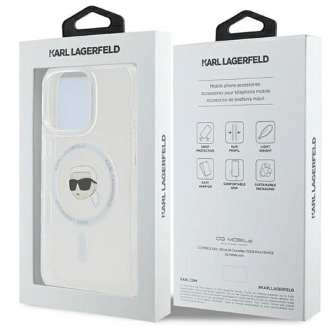 Etui Karl Lagerfeld IML Metal Karl Head MagSafe na iPhone 16 Pro - białe Karl Lagerfeld