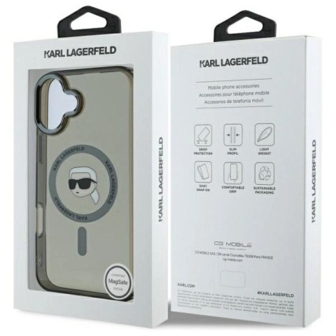 Etui Karl Lagerfeld IML Metal Karl Head MagSafe na iPhone 16 - czarne Karl Lagerfeld