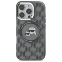 Etui Karl Lagerfeld IML Monogram Karl & Choupette Head MagSafe na iPhone 16 Pro - czarne Karl Lagerfeld