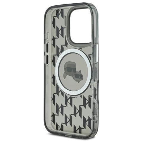 Etui Karl Lagerfeld IML Monogram Karl & Choupette Head MagSafe na iPhone 16 Pro - czarne Karl Lagerfeld