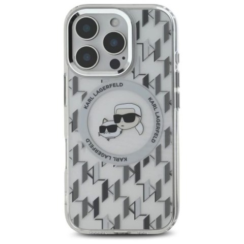 Etui Karl Lagerfeld IML Monogram Karl & Choupette Head MagSafe na iPhone 16 Pro - przezroczyste Karl Lagerfeld