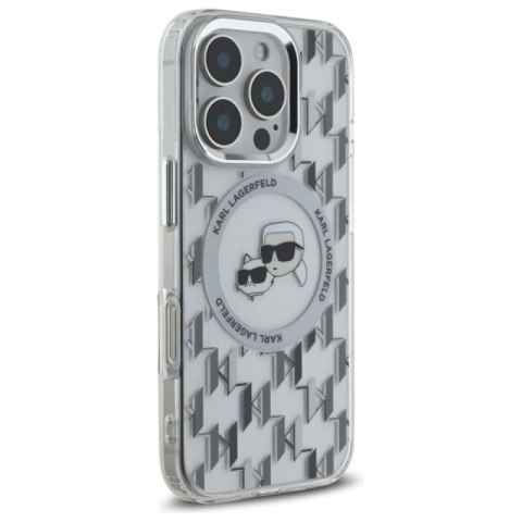 Etui Karl Lagerfeld IML Monogram Karl & Choupette Head MagSafe na iPhone 16 Pro - przezroczyste Karl Lagerfeld