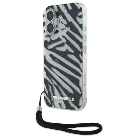 Etui Karl Lagerfeld IML Zebra Pattern & Cord na iPhone 16 - czarne Karl Lagerfeld