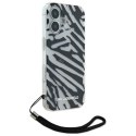 Etui Karl Lagerfeld IML Zebra Pattern & Cord na iPhone 16 - czarne Karl Lagerfeld