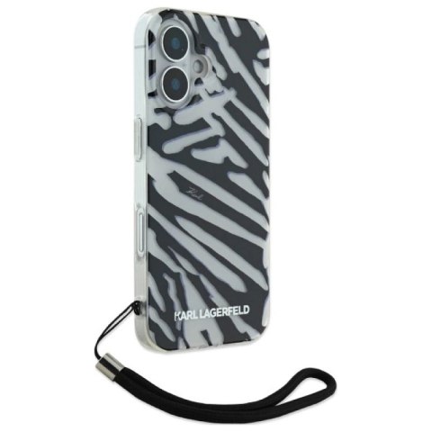 Etui Karl Lagerfeld IML Zebra Pattern & Cord na iPhone 16 - czarne Karl Lagerfeld