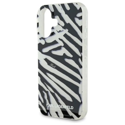 Etui Karl Lagerfeld IML Zebra Pattern & Cord na iPhone 16 - czarne Karl Lagerfeld