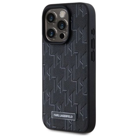 Etui Karl Lagerfeld Leather Monogram Metal Logo MagSafe na iPhone 15 Pro - czarne Karl Lagerfeld