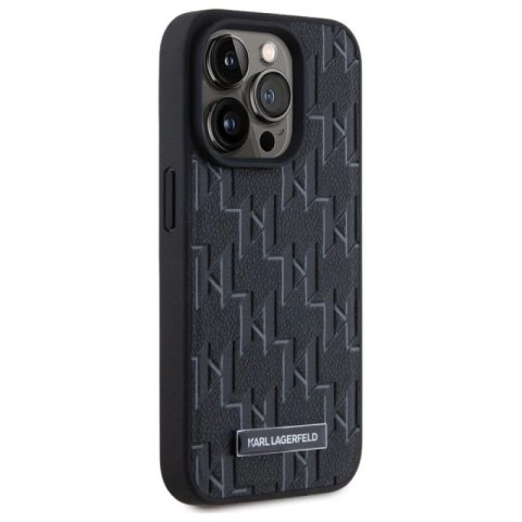 Etui Karl Lagerfeld Leather Monogram Metal Logo MagSafe na iPhone 15 Pro - czarne Karl Lagerfeld