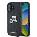 Etui Karl Lagerfeld Monogram Karl & Choupette Head Pin na iPhone 16 - czarne Karl Lagerfeld