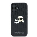 Etui Karl Lagerfeld Monogram Karl & Choupette Head Pin na iPhone 16 - czarne Karl Lagerfeld