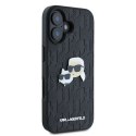 Etui Karl Lagerfeld Monogram Karl & Choupette Head Pin na iPhone 16 - czarne Karl Lagerfeld