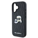 Etui Karl Lagerfeld Monogram Karl & Choupette Head Pin na iPhone 16 - czarne Karl Lagerfeld