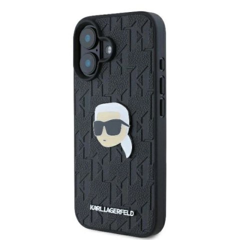 Etui Karl Lagerfeld Monogram Karl Head Pin na iPhone 16 - czarne Karl Lagerfeld