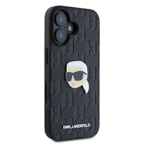 Etui Karl Lagerfeld Monogram Karl Head Pin na iPhone 16 - czarne Karl Lagerfeld