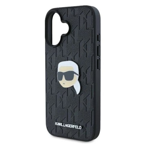 Etui Karl Lagerfeld Monogram Karl Head Pin na iPhone 16 - czarne Karl Lagerfeld