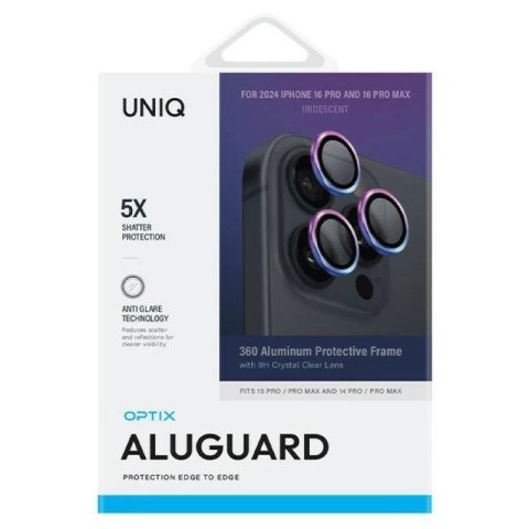 Szkło hartowane UNIQ Optix Aluminium Camera Lens Protector na aparat telefonu z aplikatorem do iPhone 16 Pro / 16 Pro Max - opal UNIQ