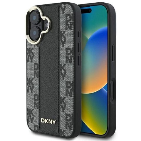 Etui DKNY Checkered Pattern Magsafe na iPhone 16 Plus - czarne DKNY